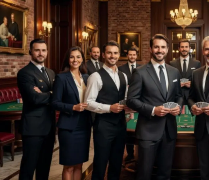 Équipe d'un club de cartes français, comprenant direction de tournoi et personnel d'accueil